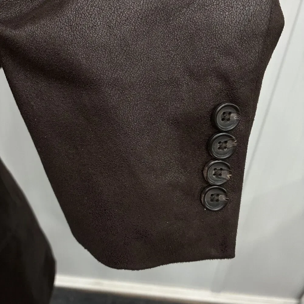 Lauren Ralph Lauren 50R Brown Faux Leather 2-Button Single-Vent Sports Coat